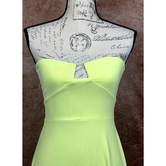 Susana Monaco Strapless High-Low Wired Midi Dress Pale Lime S - Picture 8 of 13